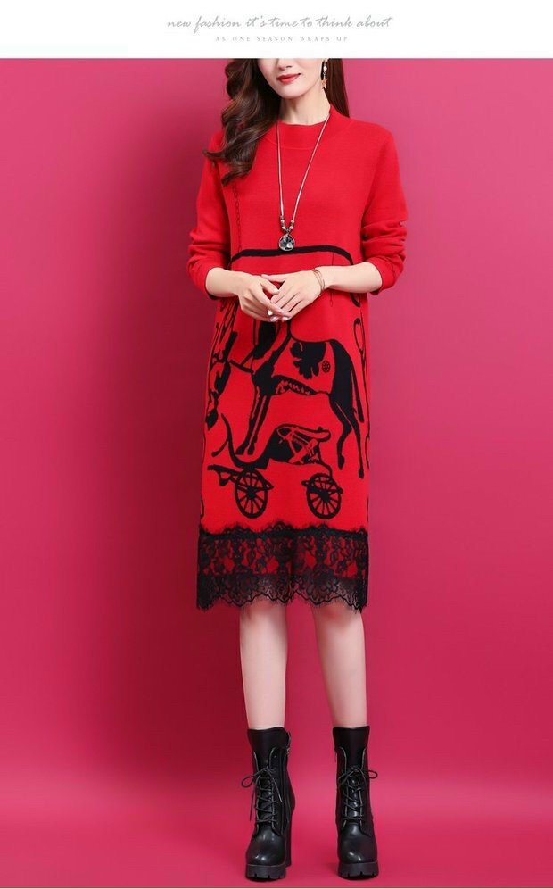 Đầm Len Con Ngựa Chân Ren - TD137